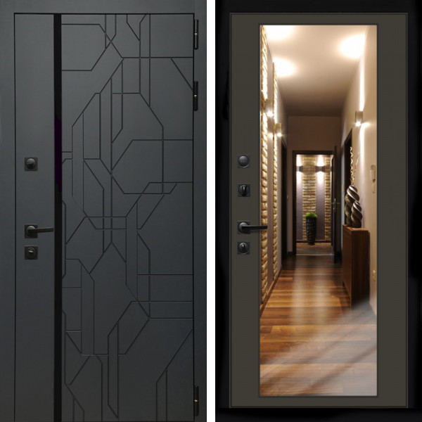 Входная дверь Верона Графит + Зеркало венге