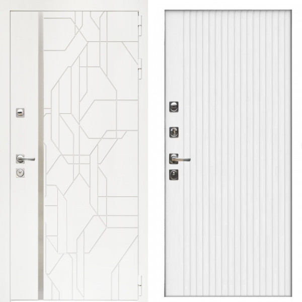 Входная дверь Верона + Вертикаль белый матовый