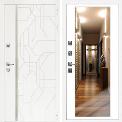 Входная дверь Верона + Зеркало белый софт