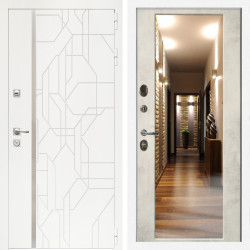 Входная дверь Верона + Зеркало бетон светлый