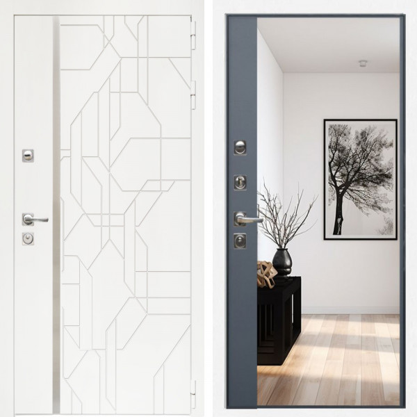 Входная дверь Верона + Зеркало панорама Графит