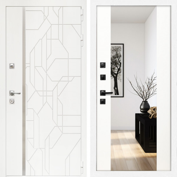 Входная дверь Верона + Зеркало сб-16 белый матовый