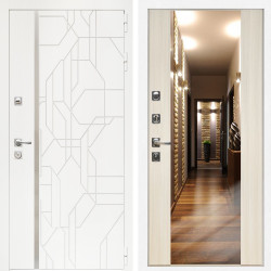 Входная дверь Верона + Зеркало СБ-16 сандал белый