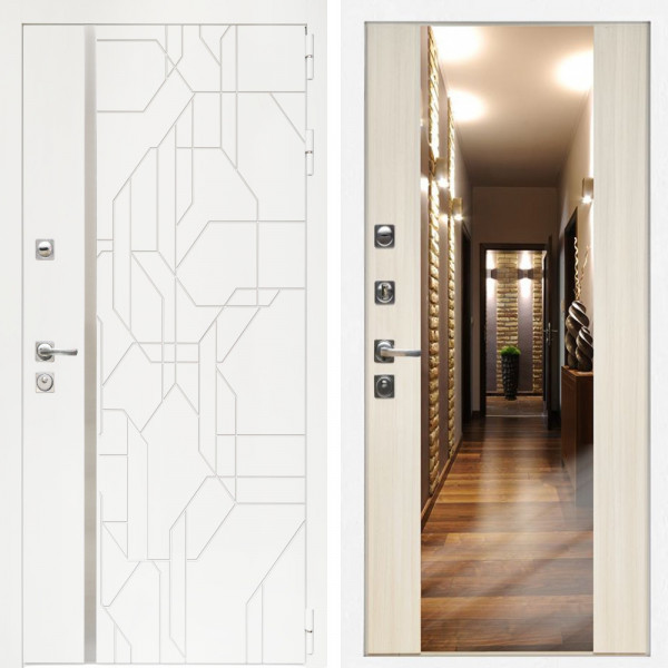 Входная дверь Верона + Зеркало СБ-16 сандал белый