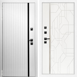 Входная дверь Вертика + Эверест нерж белый матовый