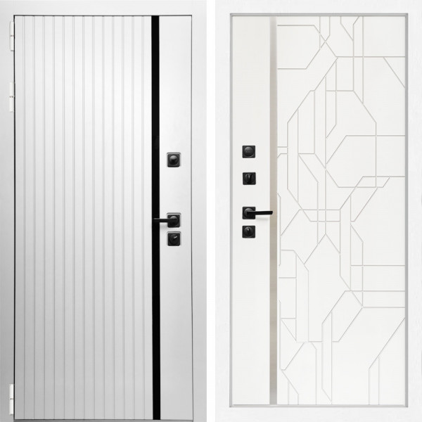 Входная дверь Вертика + Эверест нерж белый матовый