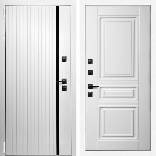 Входная дверь Вертика + Классика белый матовый