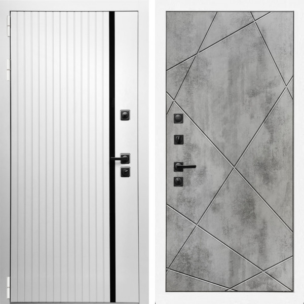 Входная дверь Вертика + Лучи бетон светлый