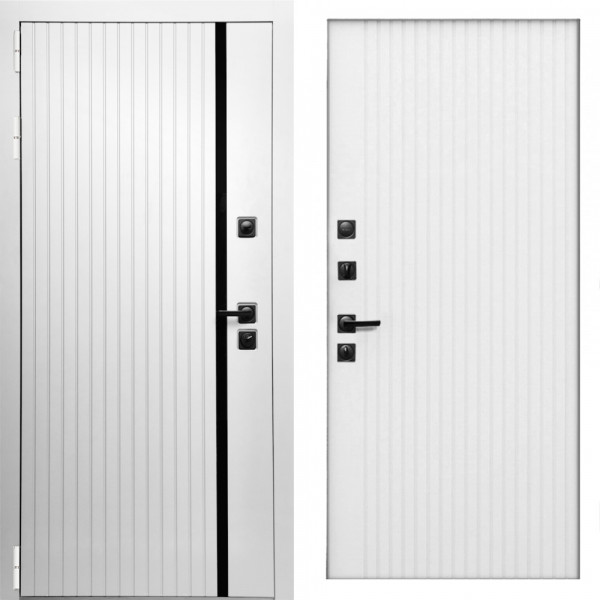 Входная дверь Вертика + Вертикаль белый матовый