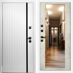 Входная дверь Вертика + Зеркало бетон светлый