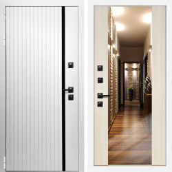 Входная дверь Вертика + Зеркало СБ-16 сандал белый