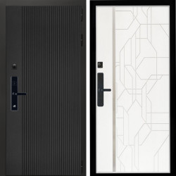 Входная дверь Вертикаль Блек SMART + Эверест нерж белый матовый
