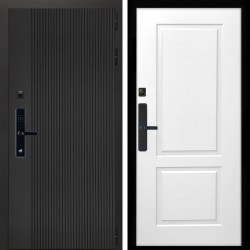 Входная дверь Вертикаль Блек SMART + ФЛ-117 белый матовый