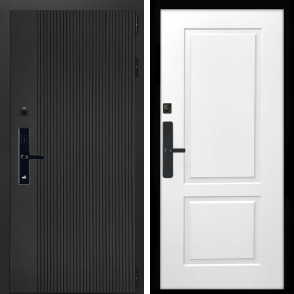 Входная дверь Вертикаль Блек SMART + ФЛ-117 белый матовый