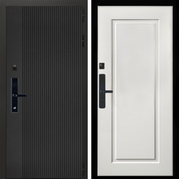 Входная дверь Вертикаль Блек SMART + ФЛ-119 белый матовый