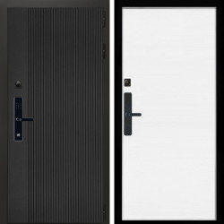 Входная дверь Вертикаль Блек SMART + Гладкая белый матовый