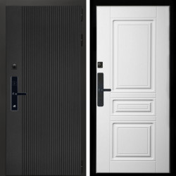 Входная дверь Вертикаль Блек SMART + Классика белый матовый