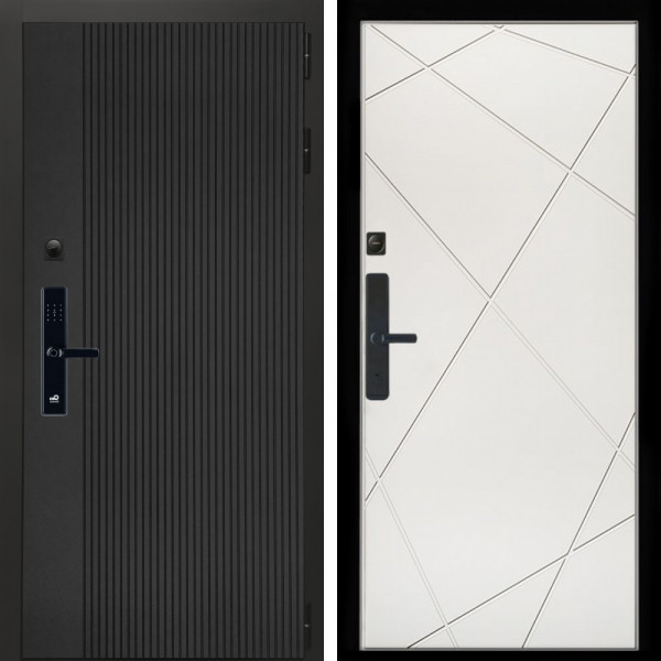 Входная дверь Вертикаль Блек SMART + Лучи белый