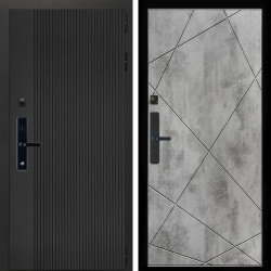 Входная дверь Вертикаль Блек SMART + Лучи бетон светлый