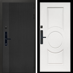 Входная дверь Вертикаль Блек SMART + МС-100 белый матовый