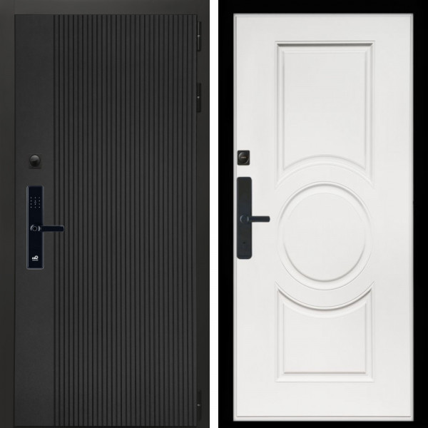 Входная дверь Вертикаль Блек SMART + МС-100 белый матовый