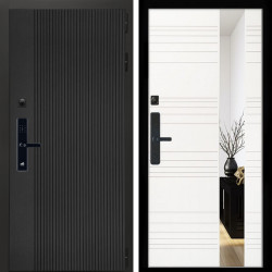 Входная дверь Вертикаль Блек SMART + Сити белый матовый
