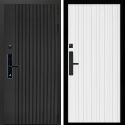 Входная дверь Вертикаль Блек SMART + Вертикаль белый матовый