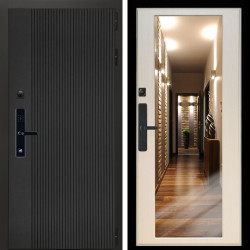 Входная дверь Вертикаль Блек SMART + Зеркало эко дуб