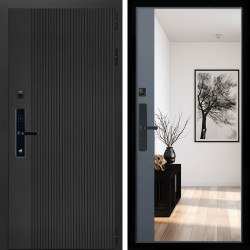 Входная дверь Вертикаль Блек SMART + Зеркало панорама Графит