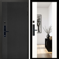 Входная дверь Вертикаль Блек SMART + Зеркало сб-16 белый матовый