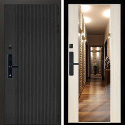 Входная дверь Вертикаль Блек SMART + Зеркало СБ-16 сандал белый