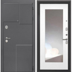 Входная дверь Интекрон Брайтон 3d Белая матовая с зеркалом ФЛЗ-120-М