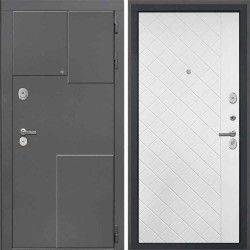 Входная дверь Интекрон Брайтон 3d ФЛ-Ромбы Силк ясень белый