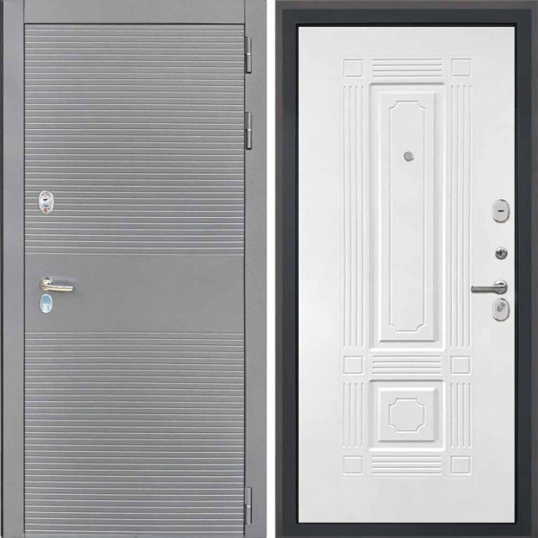 Входная дверь Интекрон Брайтон антрацит Ясень белый силк ФЛ-2