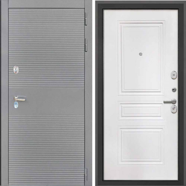 Входная дверь Интекрон Брайтон антрацит Белая матовая ФЛ-243-М