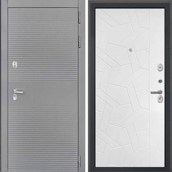 Входная дверь Интекрон Брайтон антрацит Ясень силк белый ФЛ-306