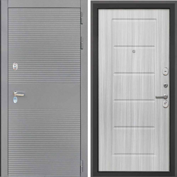 Входная дверь Интекрон Брайтон антрацит Сандал белый ФЛ-39