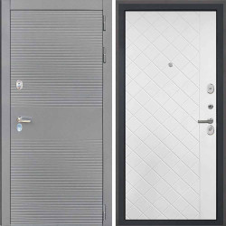 Входная дверь Интекрон Брайтон антрацит ФЛ-Ромбы Силк ясень белый