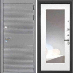 Входная дверь Интекрон Брайтон антрацит Белая матовая с зеркалом ФЛЗ-120-М