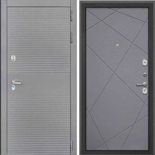 Входная дверь Интекрон Брайтон антрацит Лучи-М Софт Графит