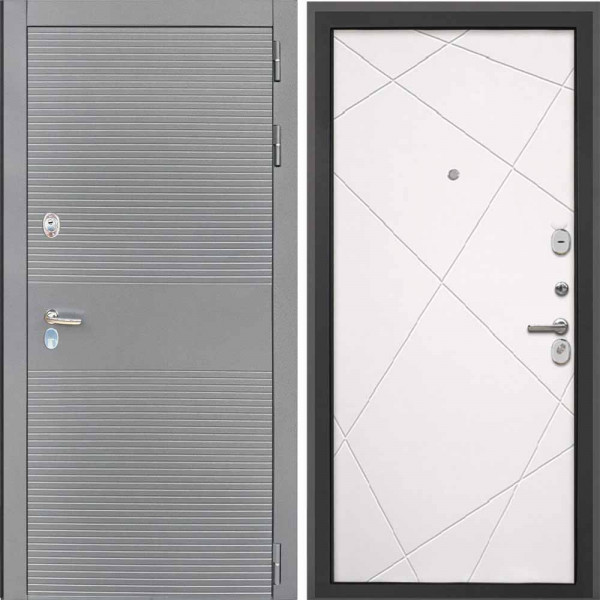 Входная дверь Интекрон Брайтон антрацит Лучи-М Софт Милк