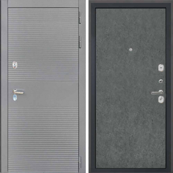 Входная дверь Интекрон Брайтон антрацит Штукатурка графит гладкая