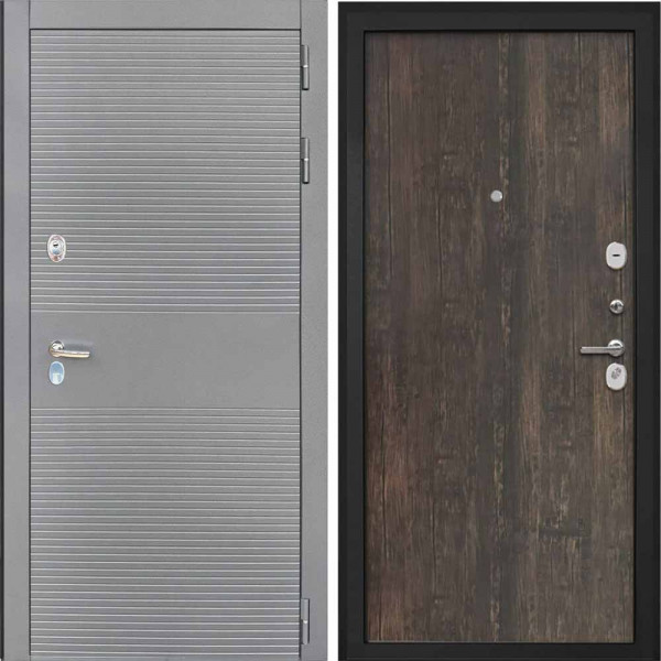 Входная дверь Интекрон Брайтон антрацит Тиковое дерево гладкая