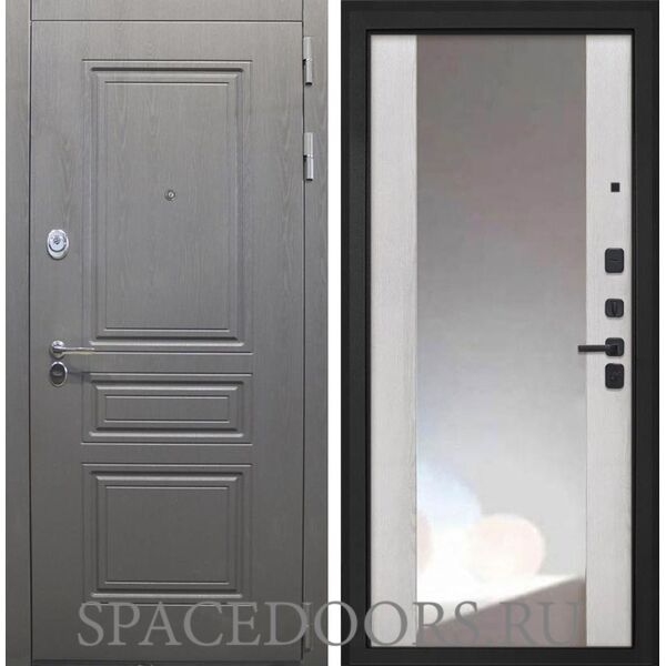 Входная дверь Интекрон Брайтон сосна белая с зеркалом ФЛЗ-516