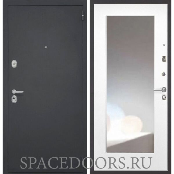 Входная дверь Интекрон Гектор Белая матовая с зеркалом ФЛЗ-120-М