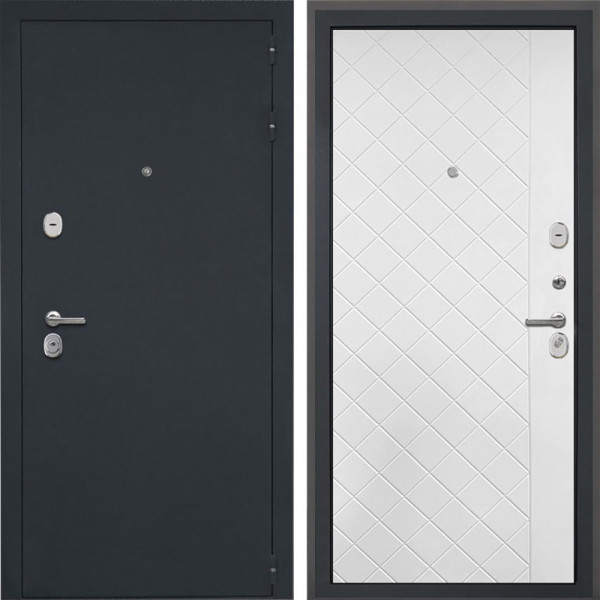 Входная дверь Интекрон Гектор ФЛ-Ромбы Силк ясень белый