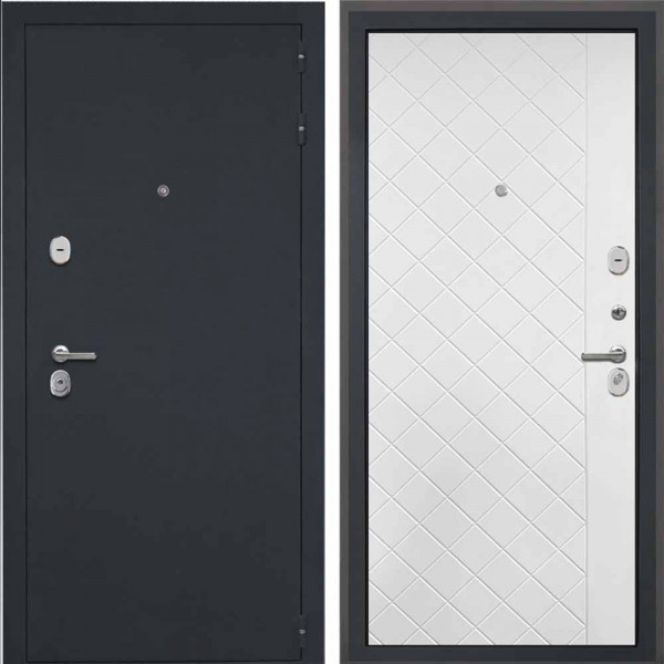 Входная дверь Интекрон ГРЕЦИЯ ФЛ-Ромбы Силк ясень белый