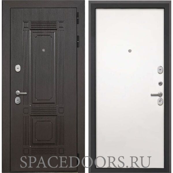Входная дверь Интекрон Италия коричневый Силк Сноу гладкая (белая)