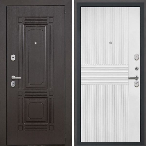 Входная дверь Интекрон Италия коричневый Мэджик шифон белый ФЛ-326М