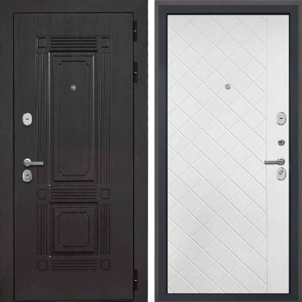 Входная дверь Интекрон Италия коричневый ФЛ-Ромбы Силк ясень белый